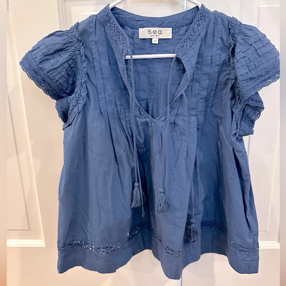 Sea Flutter Sleeve Blouse
